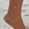 Vintage Handmade Shell Beads Sea Turtle Anklets For Women Girl New Multi Layer Anklet Leg Chain Bracelet Bohemian Summer Jewelry