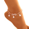 Bohemia Alloy Multi-layers Gold Silver Beads Sequins 3 Pieces Set Bracelet For Women Jewelry Foot Chain Anklets Accessories Gift